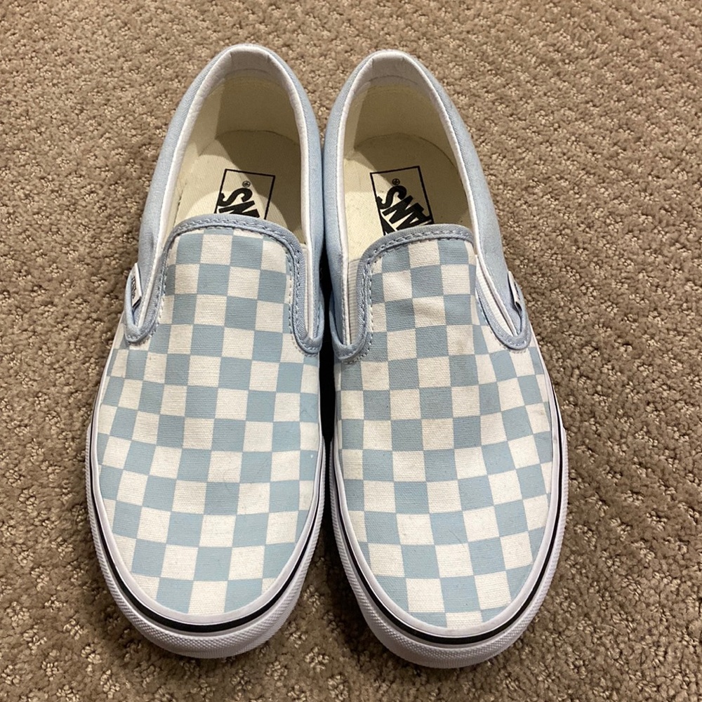 Light blue checkered Vans